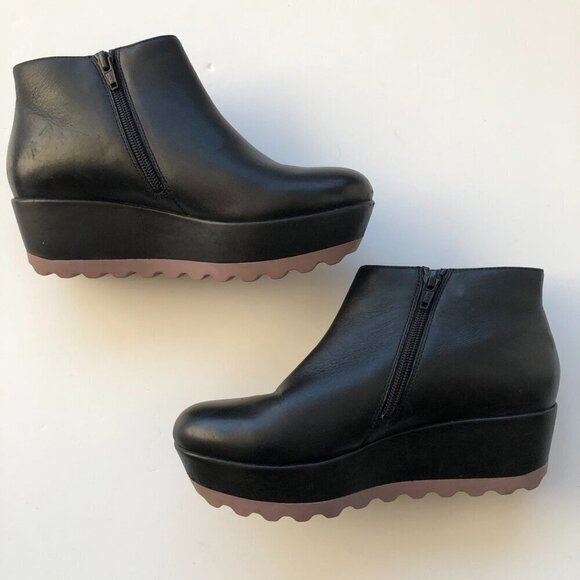 CAMPER Laika women’s leather black ankle boot violet platform soles zip up EU37 - Picture 5 of 16